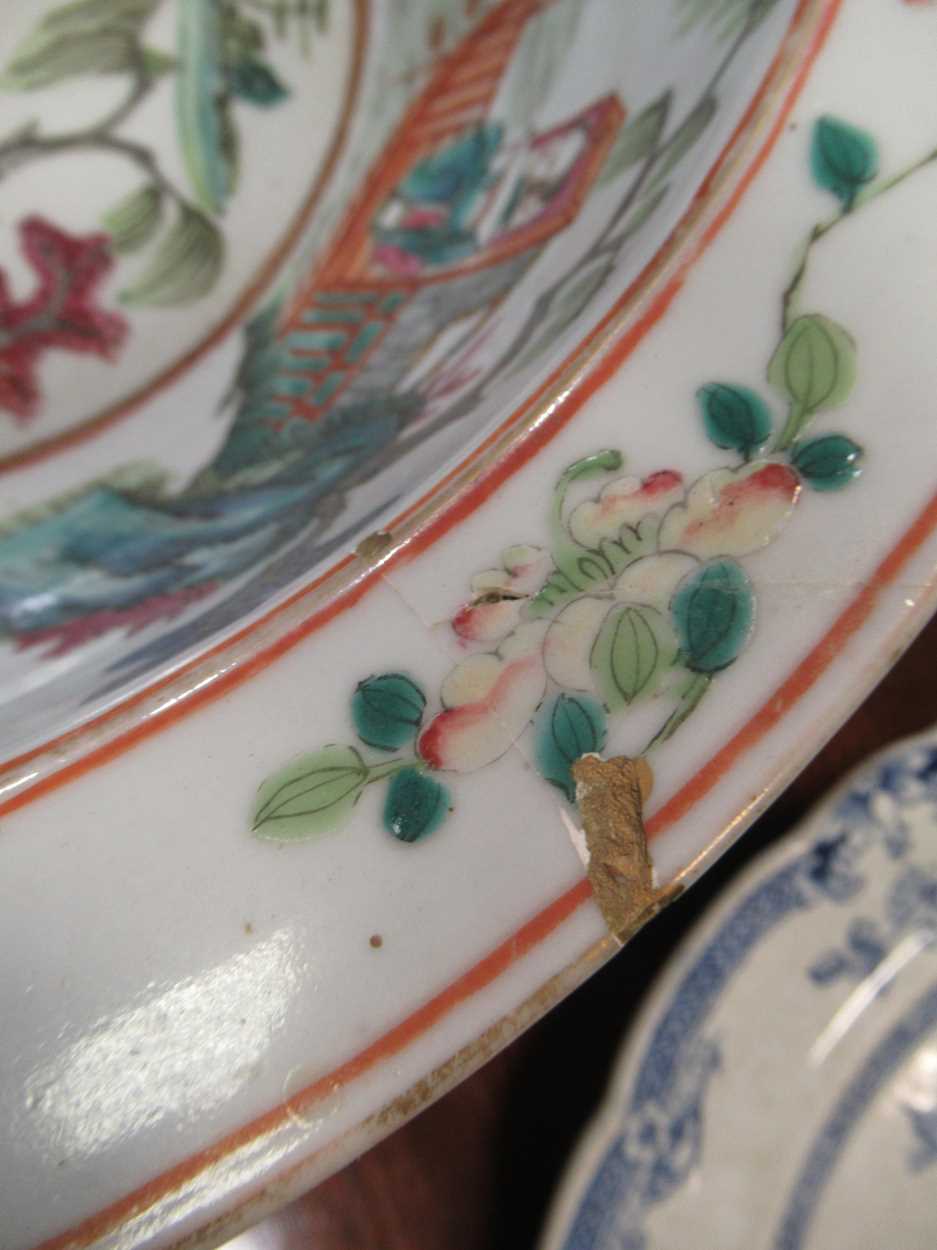 Two blue and white plates and a bowl (3)Condition report: Both plate have chipping to the rims and - Image 18 of 22