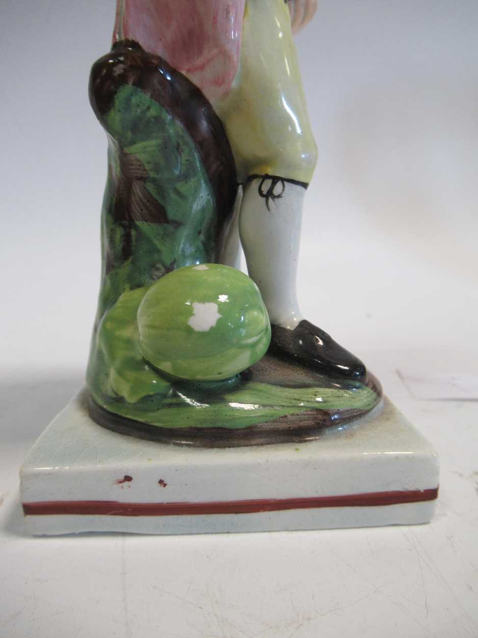 Two Staffordshire pearlware figures of a gardener and a fisherwoman, tallest 17cm highCondition - Image 3 of 20