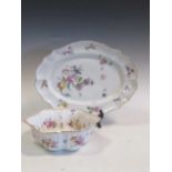 An 18th century Meissen shaped oval plate and a Dresden bowl