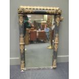 A 19th century ebonised and gilt wood overmantel mirror 104 x 63cm