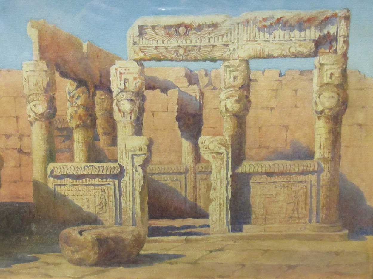 F. Anna Lee (fl. 1900) Ancient Egyptian ruins, signed lower right, watercolour, 26 x 34.5cmCondition