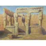 F. Anna Lee (fl. 1900) Ancient Egyptian ruins, signed lower right, watercolour, 26 x 34.5cmCondition