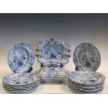 A Victorian "Real Stone" blue and white part dinner service, circa 1850