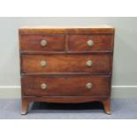 A 19th century mahogany and crossbanded chest of two short over two long drawers 84 x 86 x 42cm (A/
