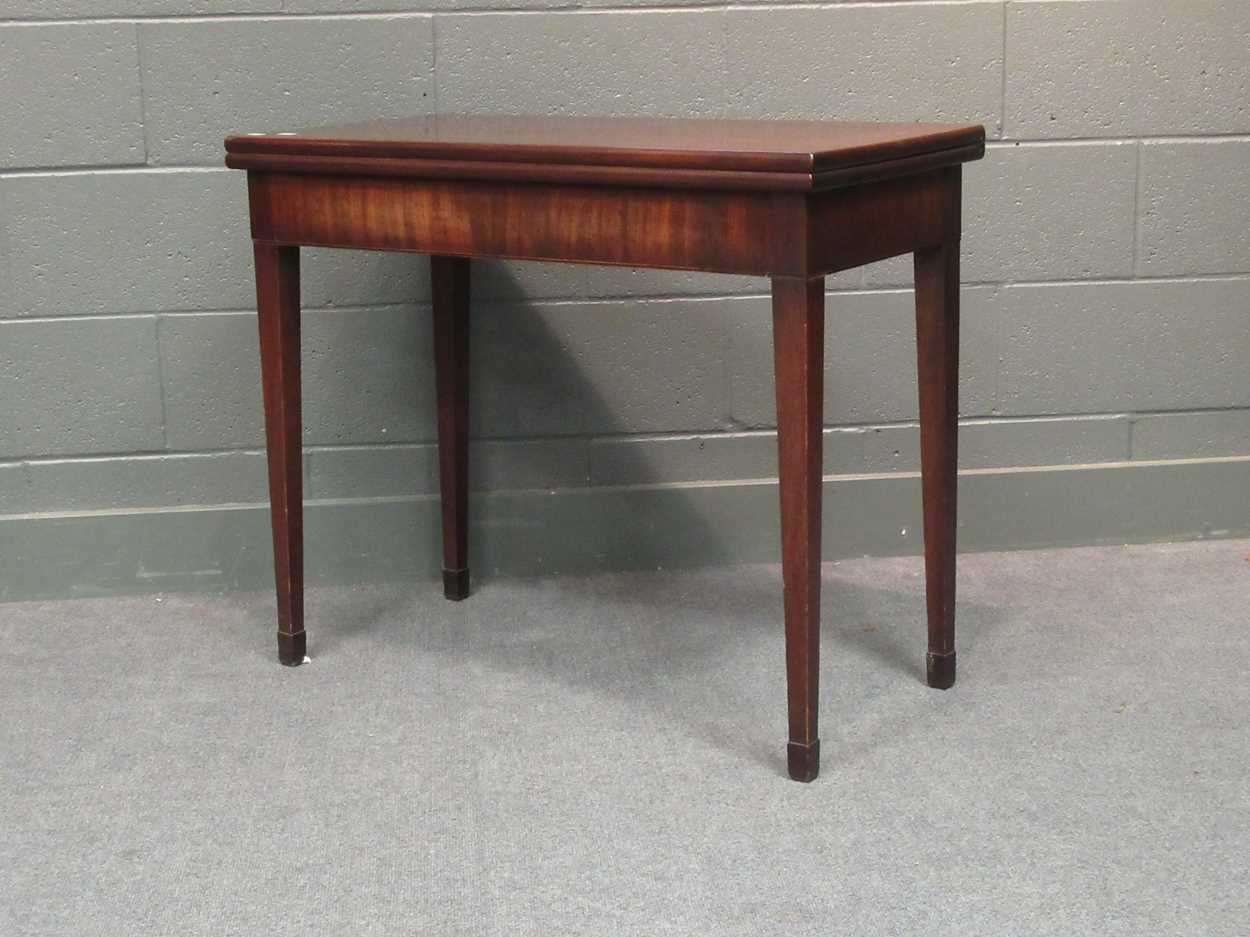 A set of four Regency mahogany dining chairs together with a mahogany fold-over top tea table - Image 5 of 7
