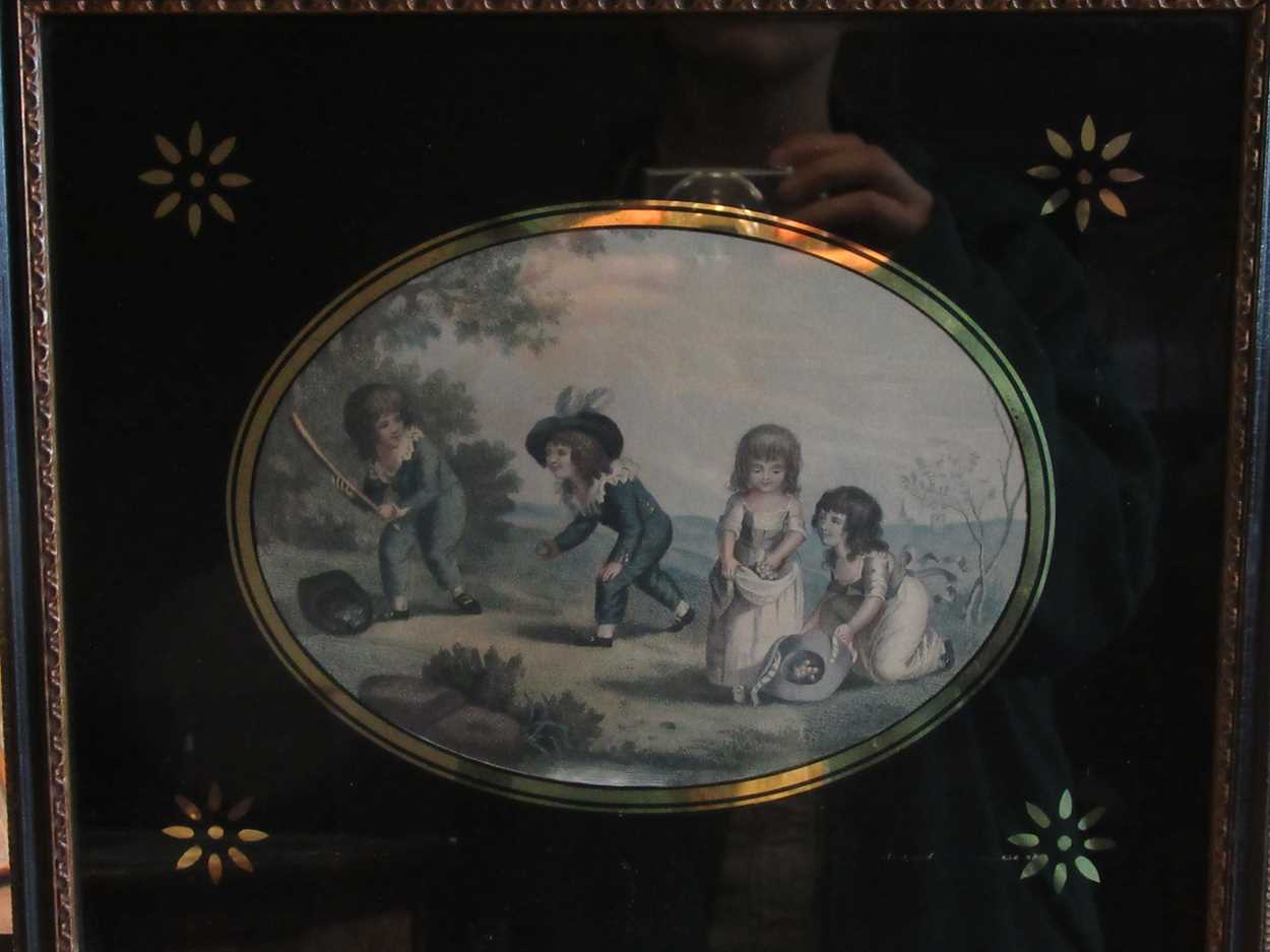 A collection of 18th century hand coloured reversed prints on glass, to include Oliver Cromwell, - Image 5 of 7