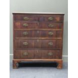 A 19th century mahogany chest of two short and four long graduated drawers, 121 x 111 x 49cm