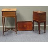 An Edwardian inlaid mahogany cellarette on four tapered legs 64 x 36 x 24cm, an Edwardian mahogany