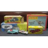 Jetex Interceptor, Shackleton toy car and a Jetex car car