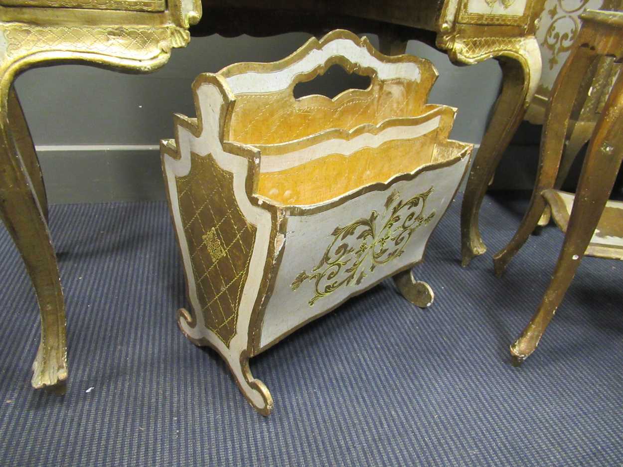 A continental painted serpentine shaped dressing table, a small chest, a table and a magazine - Image 4 of 7