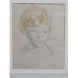 G.E. Phillips (Modern British) Portrait of Emma, signed, pencil and crayon, 24 x 19cm;Tim signed and