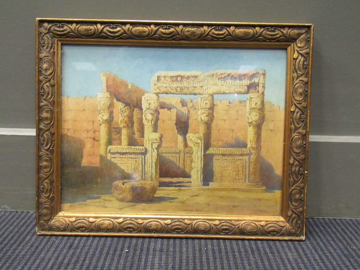 F. Anna Lee (fl. 1900) Ancient Egyptian ruins, signed lower right, watercolour, 26 x 34.5cmCondition - Image 5 of 5