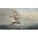Richmond Markes (act.1890-1920) a pair of naval ships in rough seas watercolours, both signed, 20
