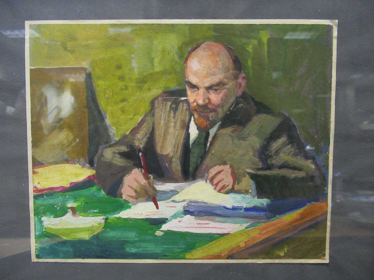 A pair of portraits of Lenin, one pencil, dated 1966, 21 x 28cm, signed and dated (upper right); the