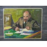 A pair of portraits of Lenin, one pencil, dated 1966, 21 x 28cm, signed and dated (upper right); the