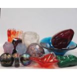 A collection of various glassware to include a Caithness commemerative glass vase in association