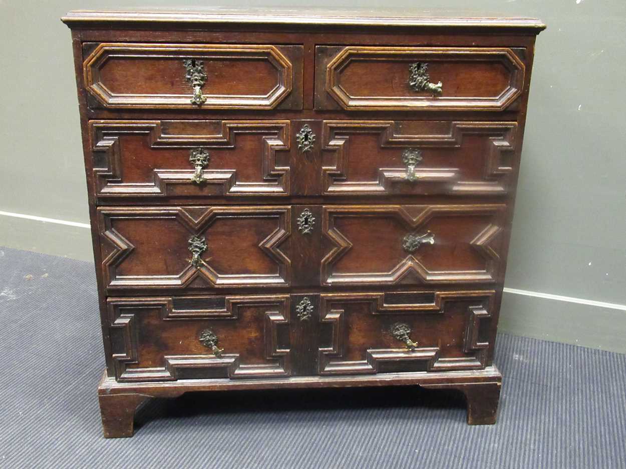 A Charles II and later chest of two short over three long drawers on bracket feet, 92 x 90 x 48cm - Image 2 of 8