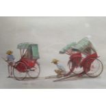 John Strickland Goodall (British, 1908-1996), Rickshaw Boys, Hong Kong, watercolour, inscribed "Hong