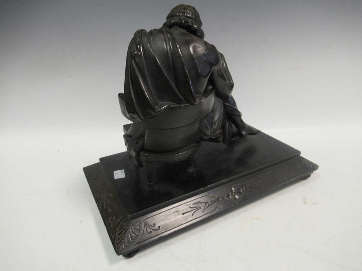 Spelter figure of the Geographer, on wooden base. - Image 5 of 8