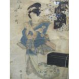 3 Japanese woodblock prints, 19th century some creasing and staining.