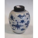A Kang Hsi blue and white jar (A/F) 18cm highCondition report: Damage has been repair to the rim and