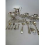 A silver bowl, a silver jug, two pairs of silver grape scissors, a small collection of silver