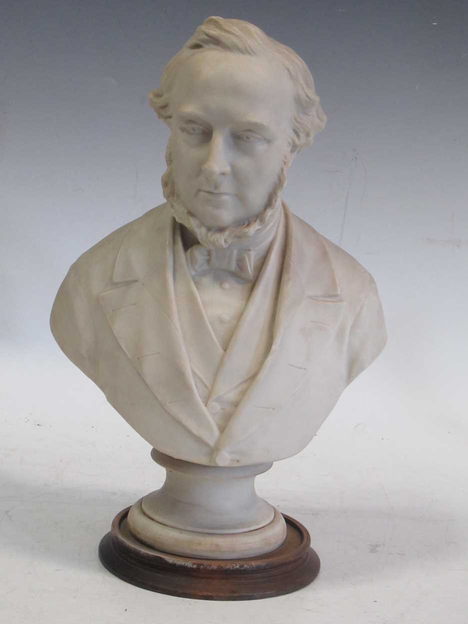 A Copeland parian bust of William Gladstone 34cm highCondition report: Collection of dirt in creases