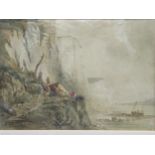 Attributed to George Chambers Junior (1829-1878) The White Cliffs, watercolour, 23 x 32xm;
