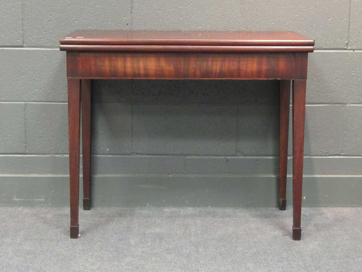 A set of four Regency mahogany dining chairs together with a mahogany fold-over top tea table - Image 3 of 7