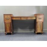 A late Regency mahogany drop-centre pedestal sideboard, 101 x 190 x 55cm