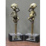 A North West African pair of bronze figures of a male and female, possibly Tikar both approx 56cm