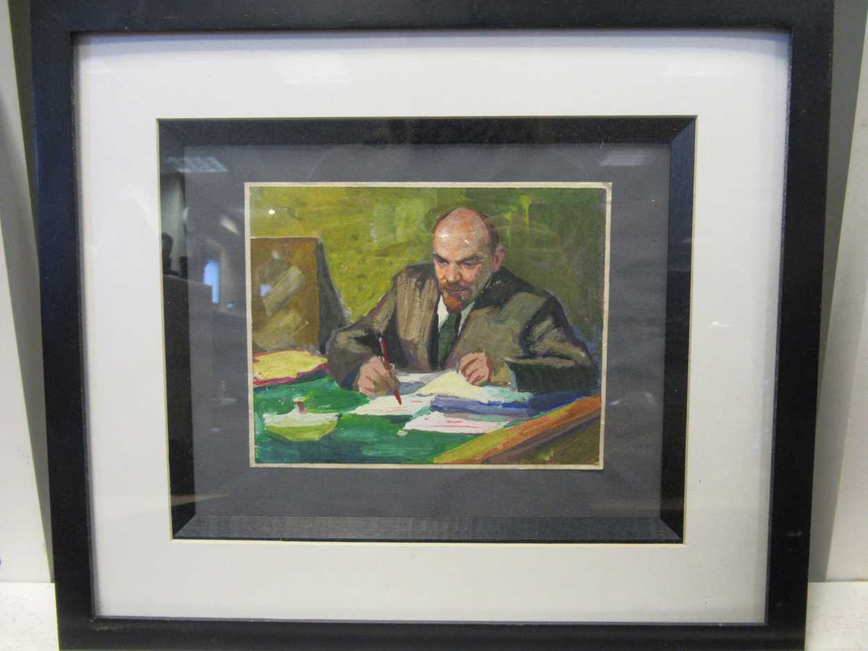 A pair of portraits of Lenin, one pencil, dated 1966, 21 x 28cm, signed and dated (upper right); the - Image 2 of 7