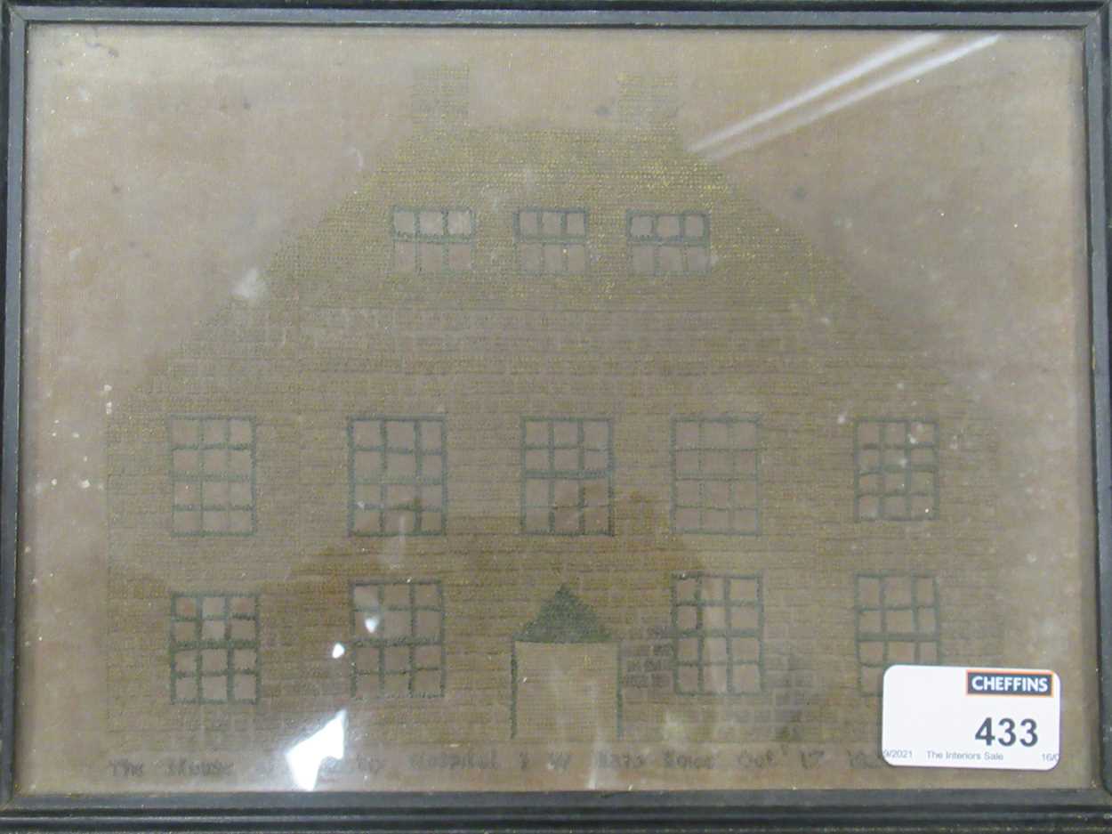 A 19th century needlework picture of 'The House of Industry Hospitals - 1820'; a framed Wedgwood - Image 9 of 9