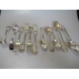 An assortment of Scottish silver flatware, 24.4ozt together with a pair of toddy ladles