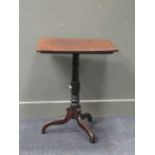 A 19th century mahogany tiltop occasional table, the rectangular top on a turned column support with