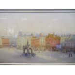 Mary Charlotte Green (British, 1860-1951), Cambridge Market Square, watercolour, 23.5 x 41 cm