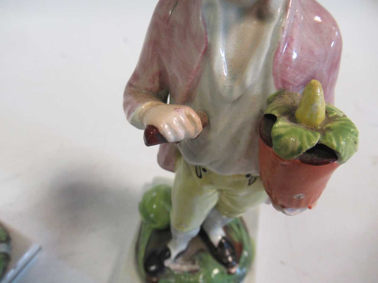 Two Staffordshire pearlware figures of a gardener and a fisherwoman, tallest 17cm highCondition - Image 6 of 20