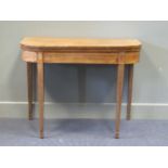 A George III inlaid mahogany card table on square tapered legs 72 x 92 x 45cm