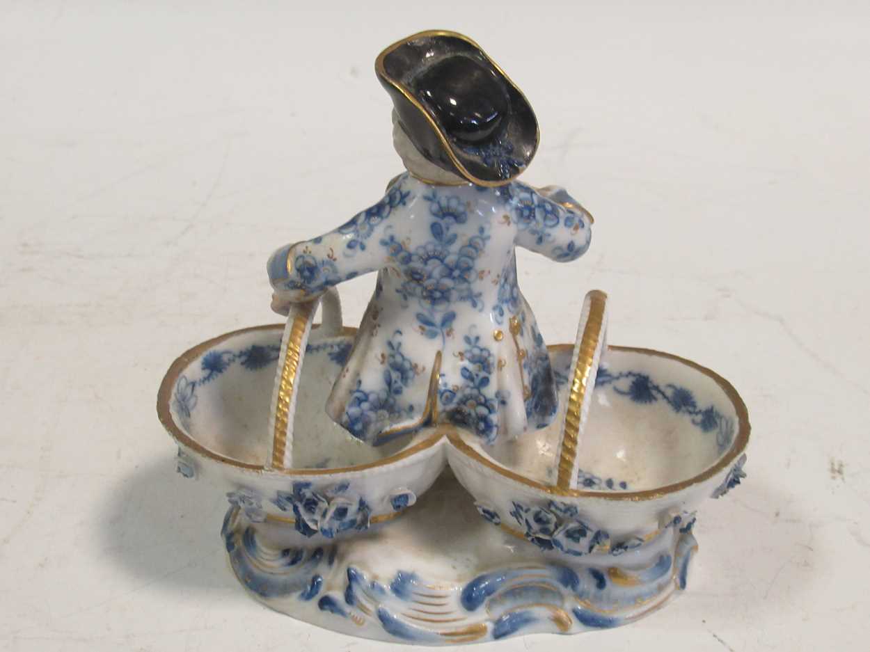 A Meissen sweetmeat figural basket, crossed swords mark - Image 2 of 4