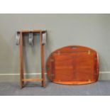 A mahogany butlers tray on folding stand (2)