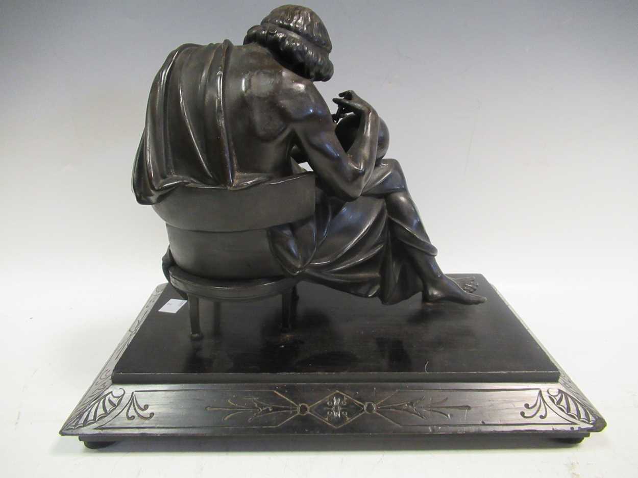 Spelter figure of the Geographer, on wooden base. - Image 4 of 8