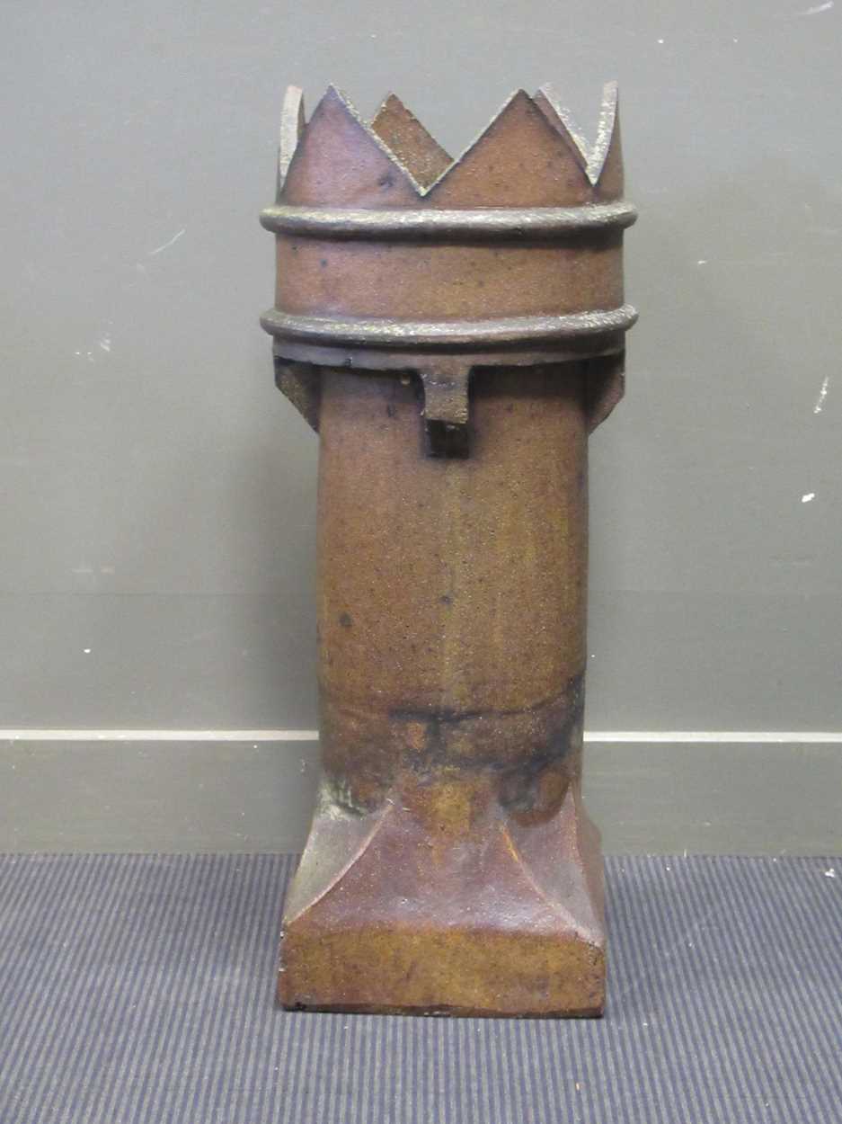 A saltglaze chimney pot with crown top 86cm high