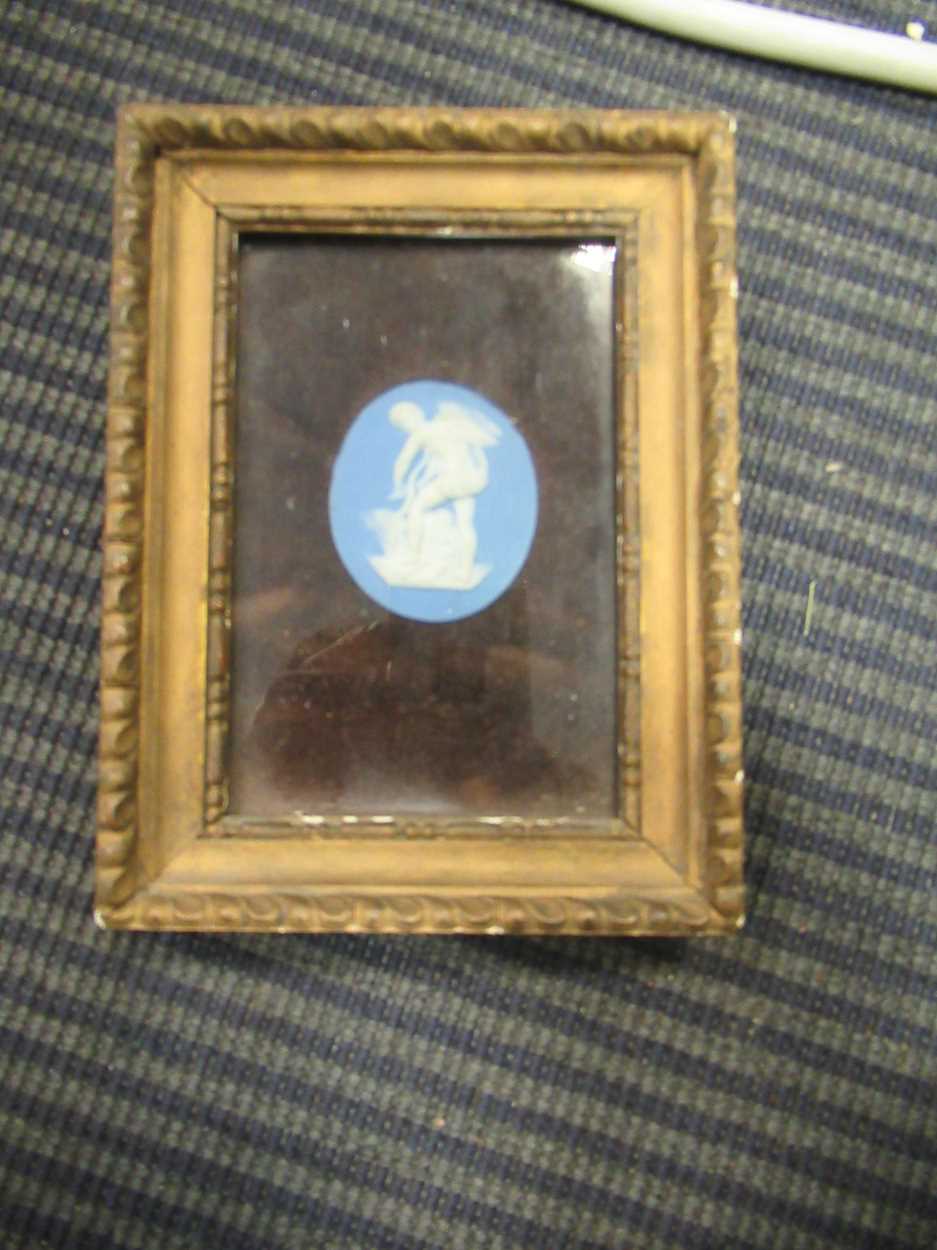 A 19th century needlework picture of 'The House of Industry Hospitals - 1820'; a framed Wedgwood - Image 4 of 9