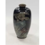 A Japanese cloissone vase, of Mei Ping shape, decorated with a sea dragon and an eagle, 18cm
