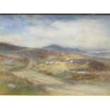 Charles Kinnear (Scottish, c. 1846-1917) Moorland landscape with black-faced sheep, signed lower