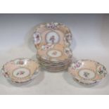 A 19th century H&R Daniel Mayflower pattern dessert service comprising of two comports, eight plates