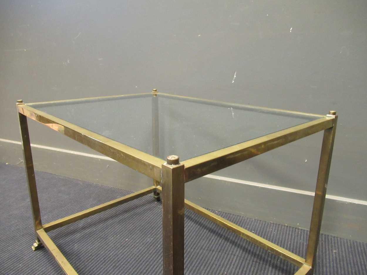 A brass lacquered and glass coffee table, 46 x 66 x 48.5cm - Image 4 of 4