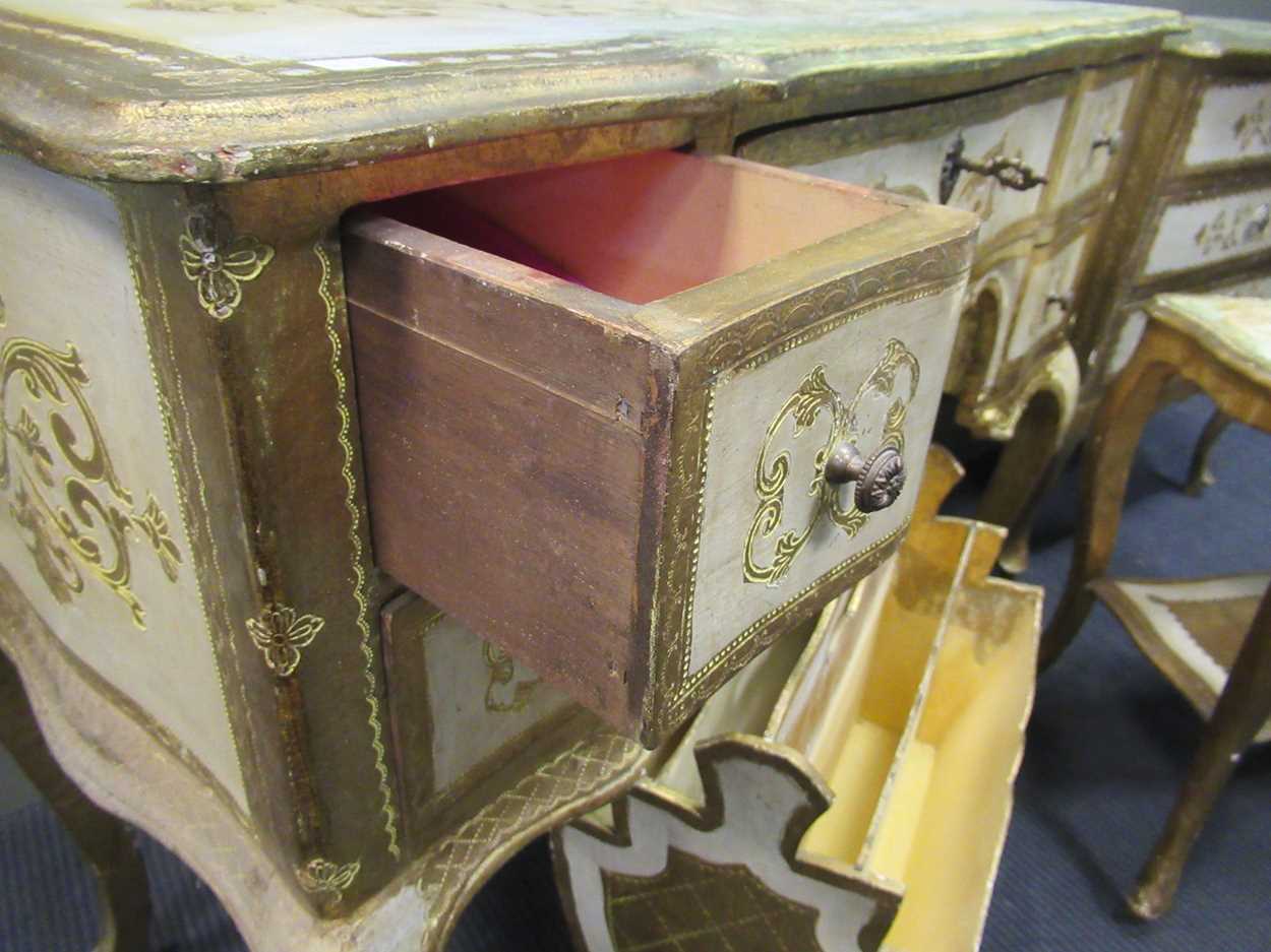 A continental painted serpentine shaped dressing table, a small chest, a table and a magazine - Image 7 of 7