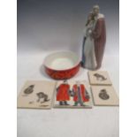 A boxed modern Lladro model of the Blessed family, together with a Poole Delphis ware bowl, three