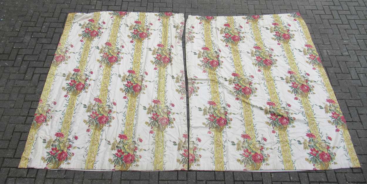 A pair of curtains, lined and interlined with tape heading, each measuring 190cm wide and 238cm